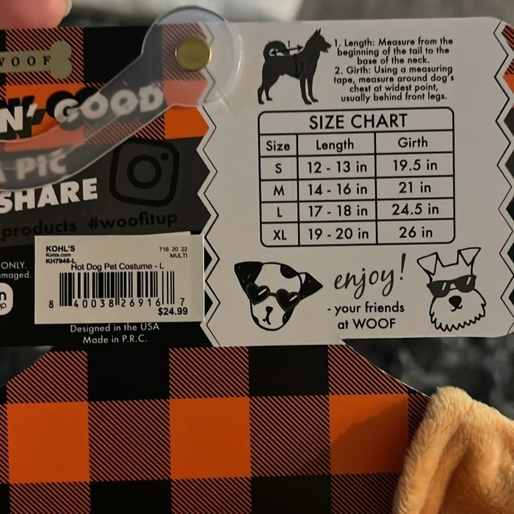 Halloween Hot Dog Pet Costume